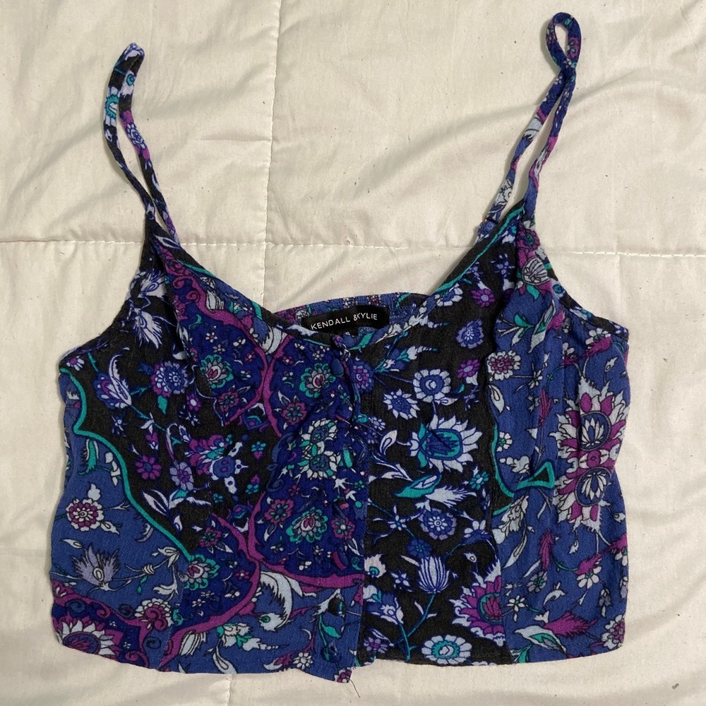 Floral button down crop top
